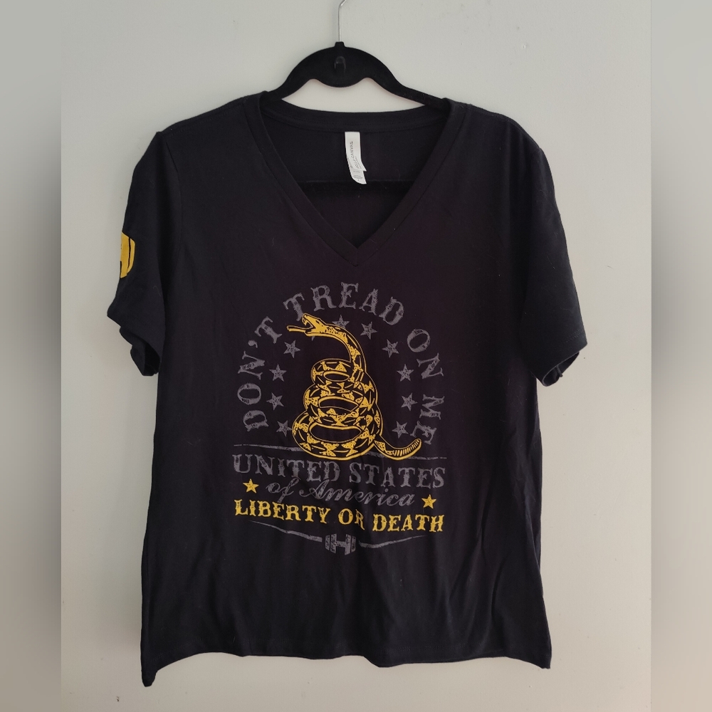 Patriotic Don't Tread On Me Ladies V Neck Tee